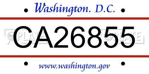 CA26855 District Of Columbia License Plate