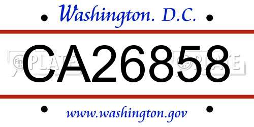 CA26858 District Of Columbia License Plate