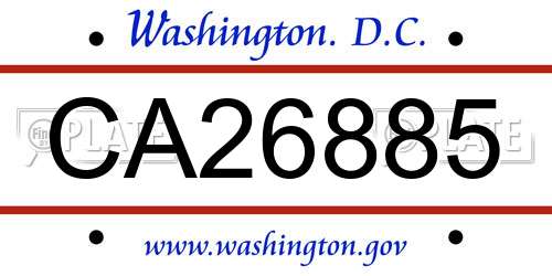 CA26885 District Of Columbia License Plate