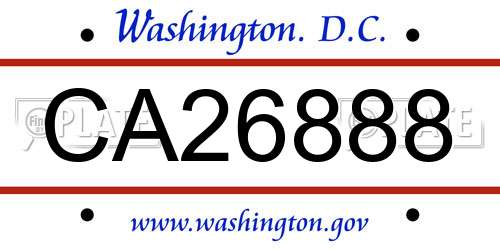 CA26888 District Of Columbia License Plate