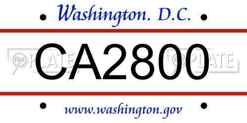CA2800 District Of Columbia License Plate