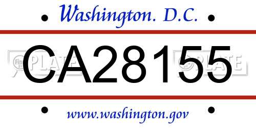 CA28155 District Of Columbia License Plate