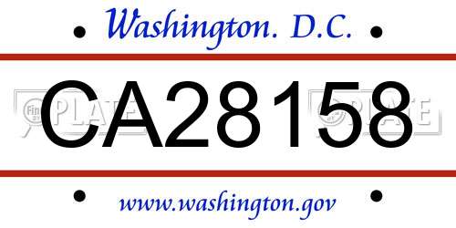 CA28158 District Of Columbia License Plate