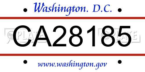 CA28185 District Of Columbia License Plate