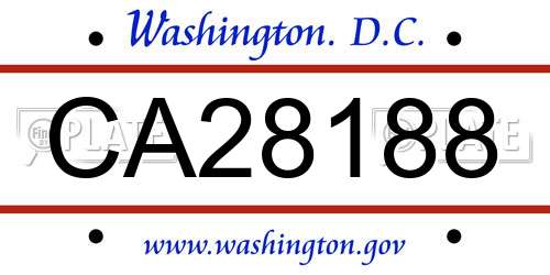CA28188 District Of Columbia License Plate