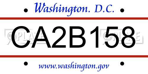 CA2B158 District Of Columbia License Plate