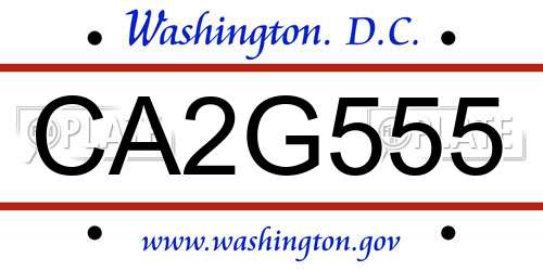 CA2G555 District Of Columbia License Plate