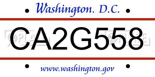 CA2G558 District Of Columbia License Plate
