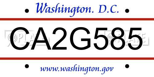 CA2G585 District Of Columbia License Plate
