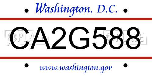 CA2G588 District Of Columbia License Plate