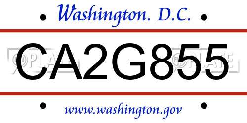 CA2G855 District Of Columbia License Plate