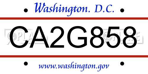 CA2G858 District Of Columbia License Plate