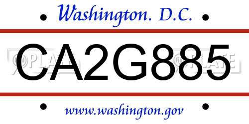 CA2G885 District Of Columbia License Plate