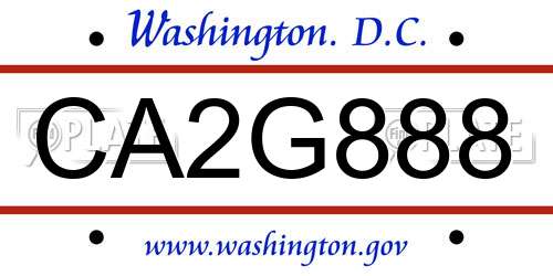 CA2G888 District Of Columbia License Plate