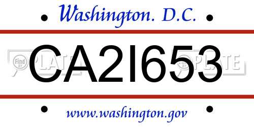 CA2I653 District Of Columbia License Plate