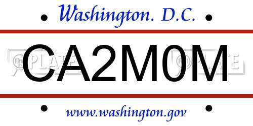 CA2M0M District Of Columbia License Plate