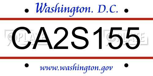 CA2S155 District Of Columbia License Plate
