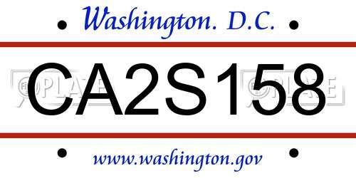 CA2S158 District Of Columbia License Plate
