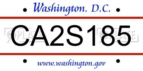 CA2S185 District Of Columbia License Plate