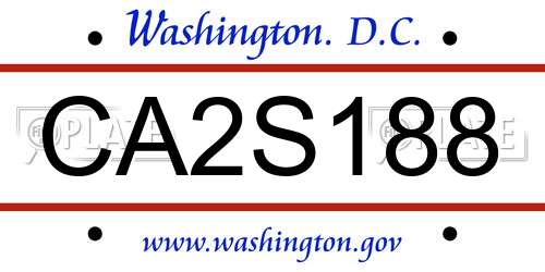 CA2S188 District Of Columbia License Plate