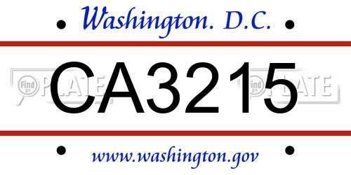CA3215 District Of Columbia License Plate