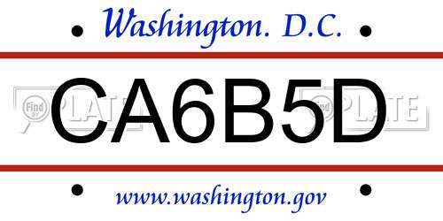CA6B5D District Of Columbia License Plate