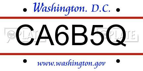 CA6B5Q District Of Columbia License Plate