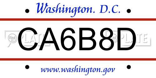 CA6B8D District Of Columbia License Plate