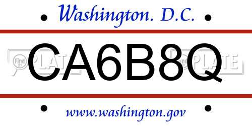 CA6B8Q District Of Columbia License Plate