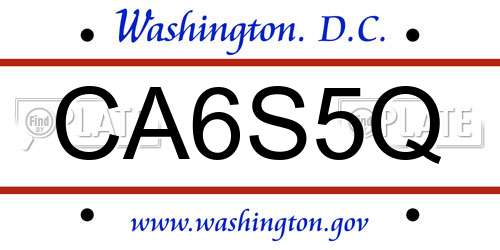 CA6S5Q District Of Columbia License Plate