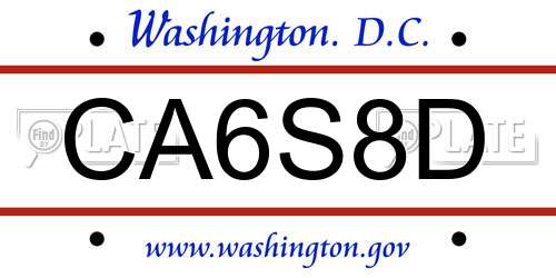 CA6S8D District Of Columbia License Plate