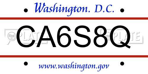 CA6S8Q District Of Columbia License Plate