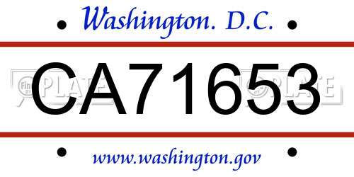 CA71653 District Of Columbia License Plate