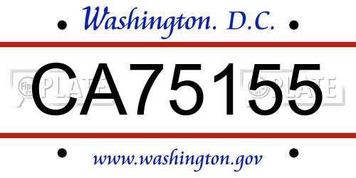 CA75155 District Of Columbia License Plate