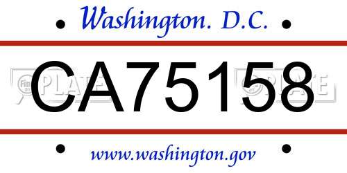 CA75158 District Of Columbia License Plate