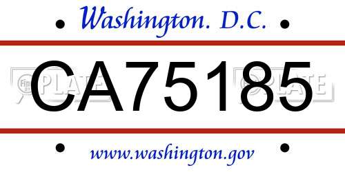 CA75185 District Of Columbia License Plate