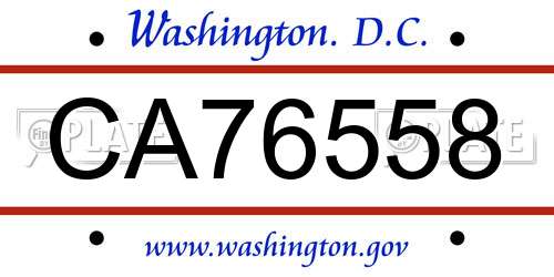 CA76558 District Of Columbia License Plate