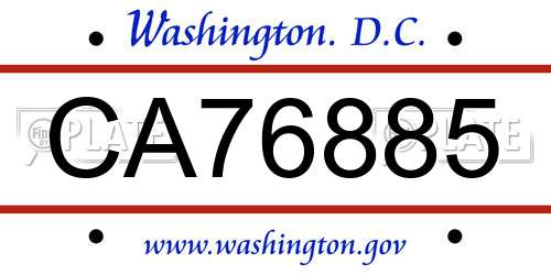 CA76885 District Of Columbia License Plate