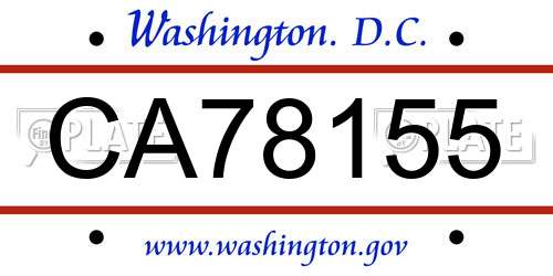 CA78155 District Of Columbia License Plate