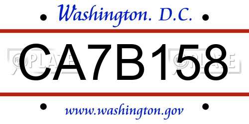 CA7B158 District Of Columbia License Plate