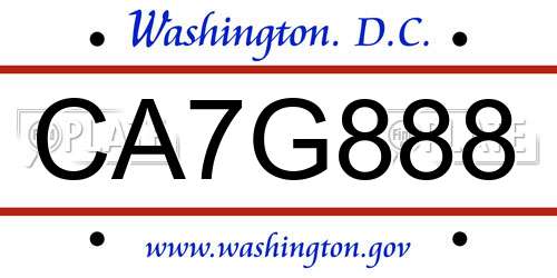 CA7G888 District Of Columbia License Plate
