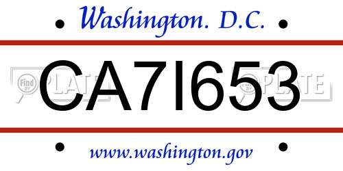 CA7I653 District Of Columbia License Plate
