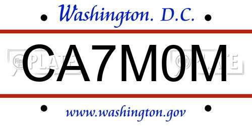 CA7M0M District Of Columbia License Plate