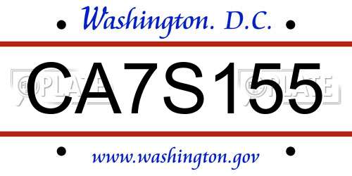 CA7S155 District Of Columbia License Plate