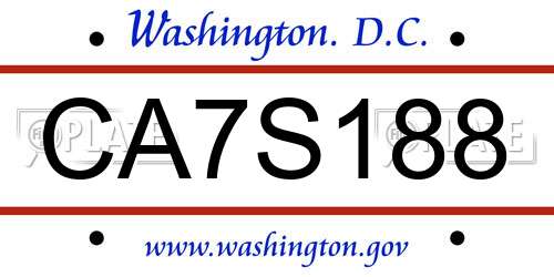 CA7S188 District Of Columbia License Plate