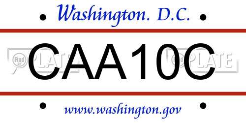 CAA10C District Of Columbia License Plate