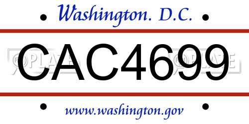CAC4699 District Of Columbia License Plate