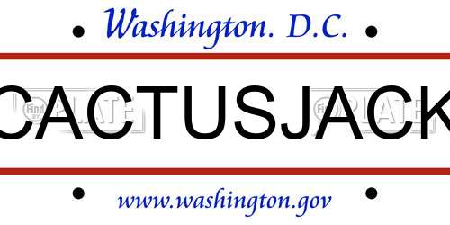 CACTUSJACK District Of Columbia License Plate