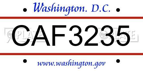 CAF3235 District Of Columbia License Plate