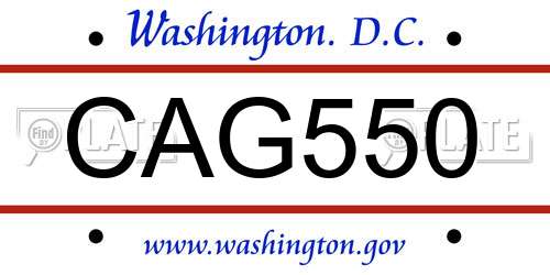 CAG550 District Of Columbia License Plate